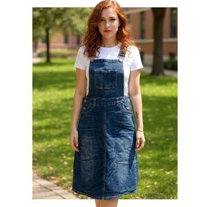 Main Street Exchange Denim Overall Jumper Dress Size 4